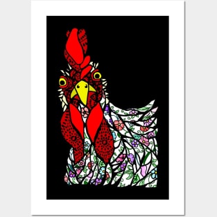 Floral Chicken Posters and Art